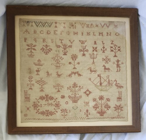 Rare Early 1784 Sampler on Homespun Linen