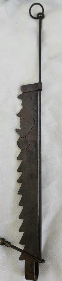 19th C. Folk Art Iron Trammel w/ Man's Face