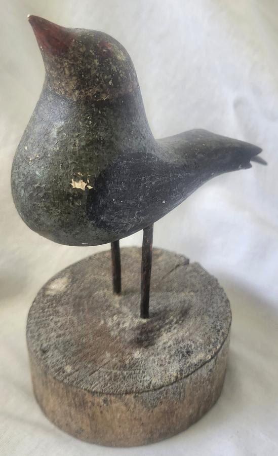 Antique Folk Art Polychrome Painted Bird Carving