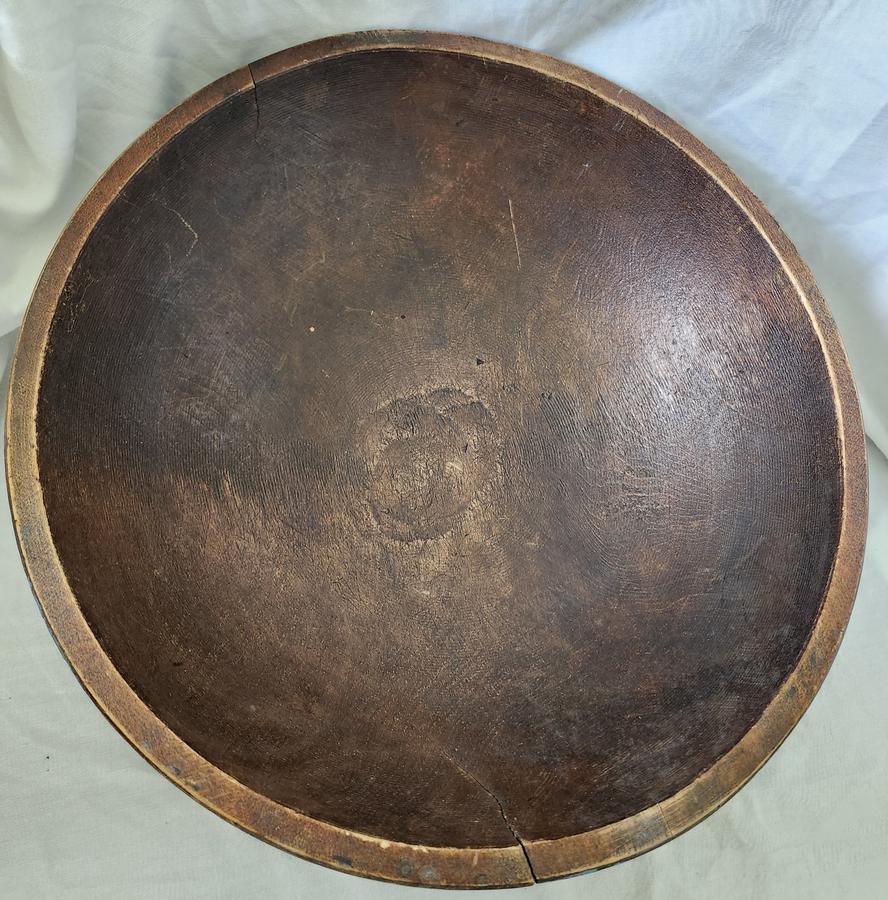 Antique PA. Dough Bowl in Orig. Blue Paint
