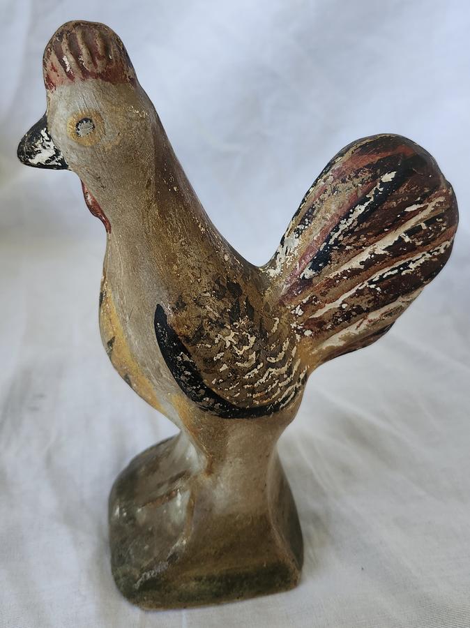 19th C. PA. Hollow Cast Chalkware Rooster #1