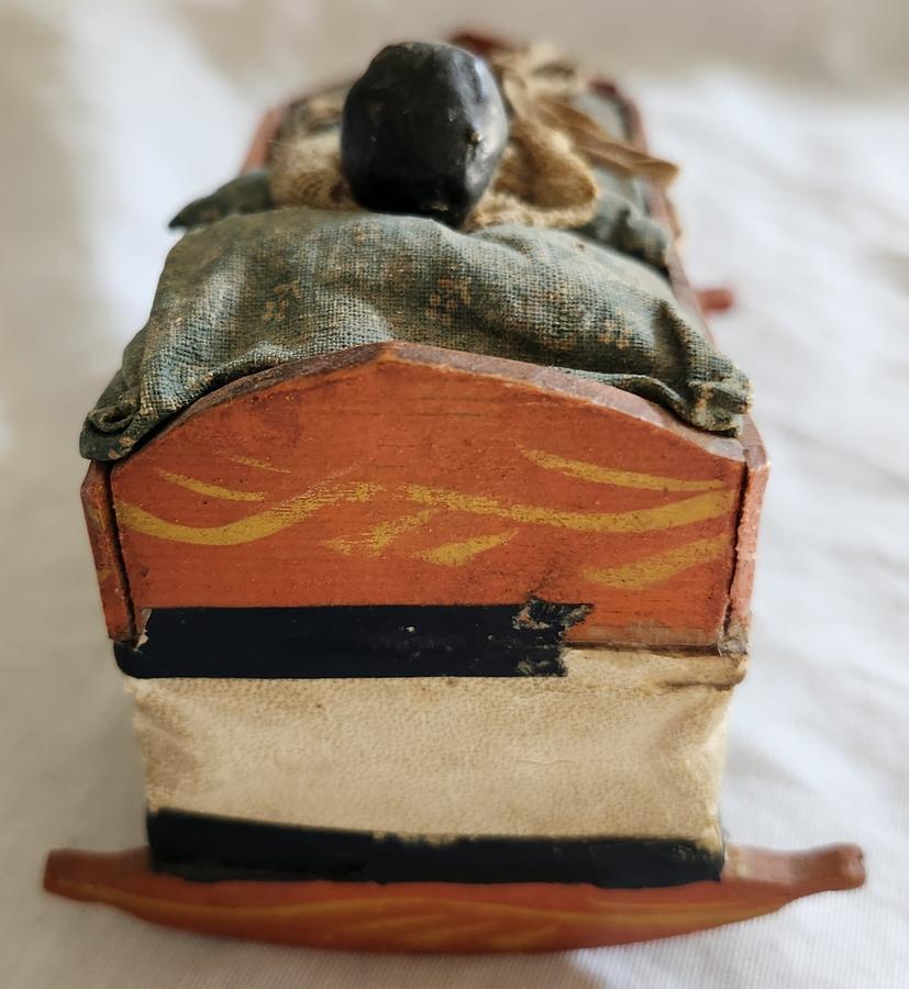 Rare Antique Working Child in Cradle Pipsqueak