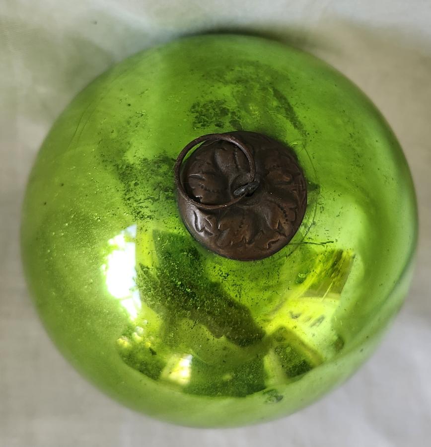 Antique German Cobalt Green Kugel Ornament