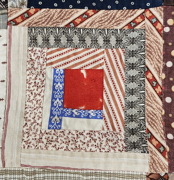 **Antique Log Cabin Crib Quilt in Early Fabrics