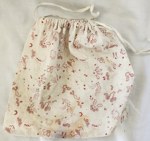 Antique PA. Calico Print Drawstring Seed/Ditty Bag