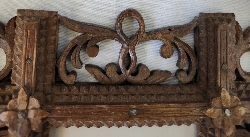 Small Antq. Die-Cut in Hand Carved Folk Art Frame