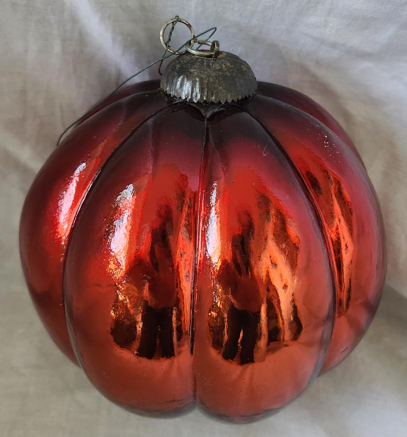 Huge 19" C. Antique German Red Melon Kugel