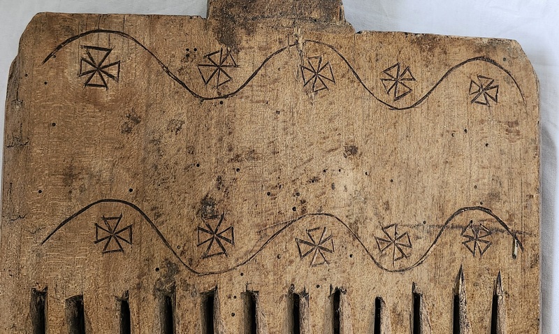 Antq. 1793 Scandinavian Folk Art Carved Fork Tool
