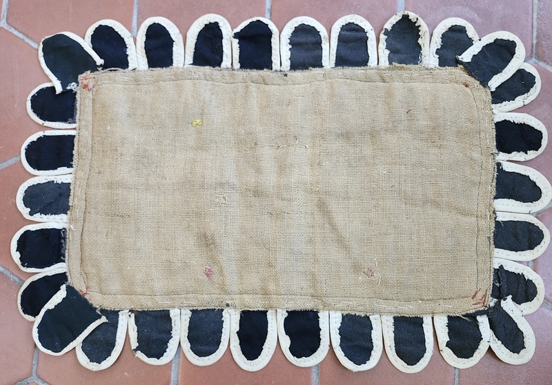 **Antq. Folk Art Cat's Tongue Rug w/Flowers & Bird
