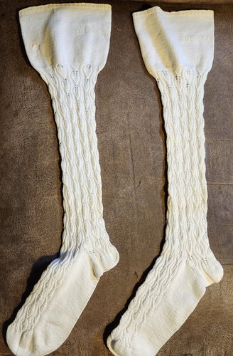 Pr. Antique PA. Wedding Socks w/Initials #1