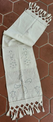 Dtd.1834 PA. Show Towel w/Ladies, Birds, Tulips