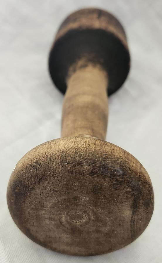 Lg. Antique Mortar & Pestle in Orig. Black Paint
