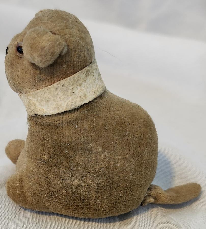 Tiny Antique Velvet Dog Pin Cushion Whimsy
