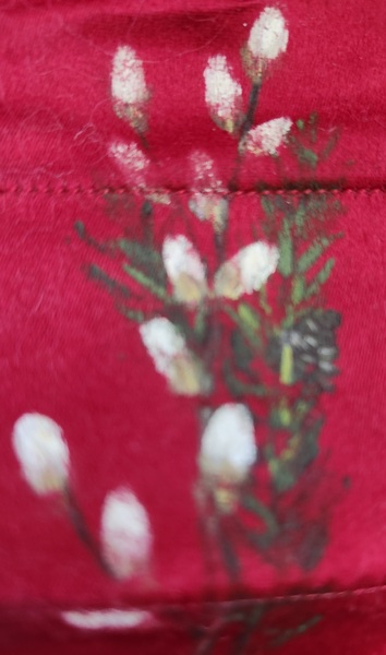 **Antq. Tiny Red Silk Huswif w/Pussy Willows