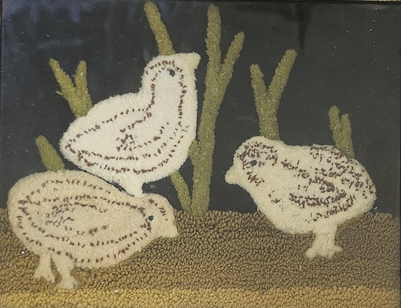**Antique Framed Stumpwork Depiction of Baby Chick