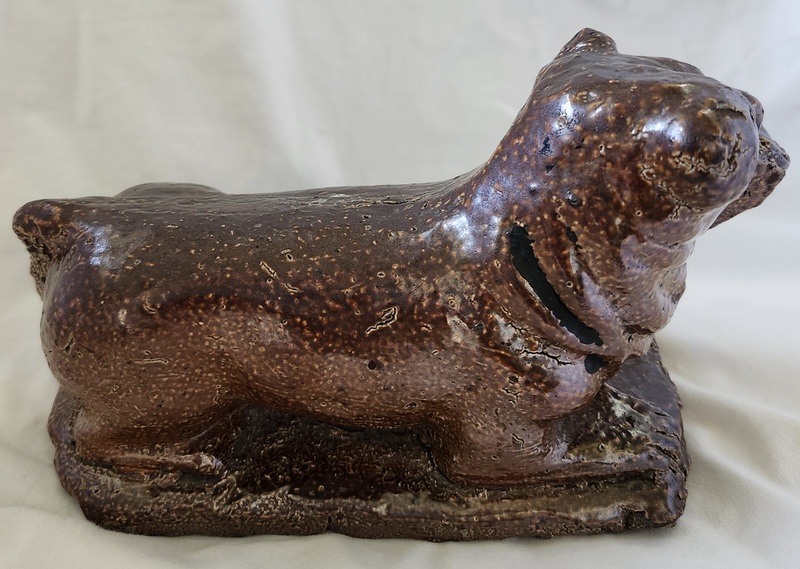 **Antique Folk Art Sewer Tile Pottery Dog