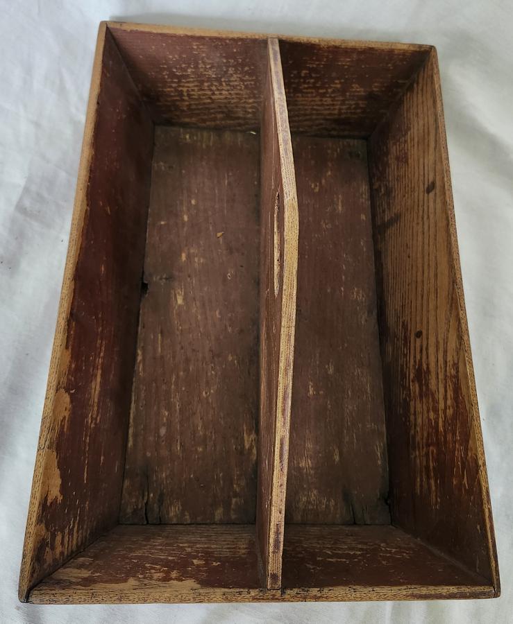 Antique Painted Cutlery Tray w/Abstract Design