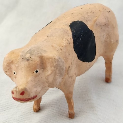 Antique German Composition Putz Pig
