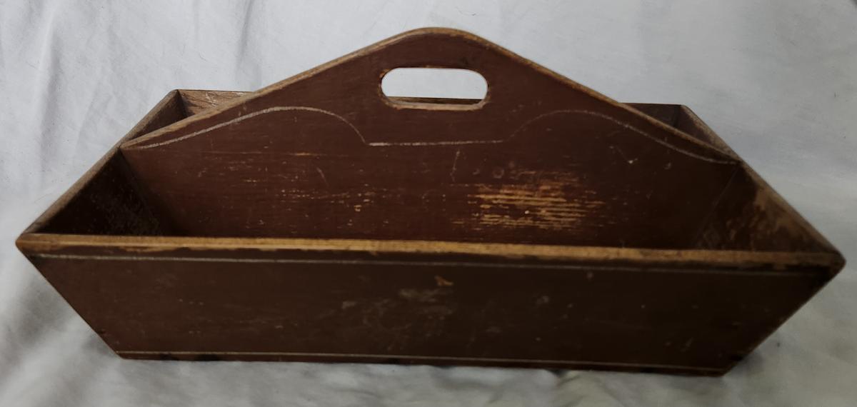 Antique Painted Cutlery Tray w/Abstract Design