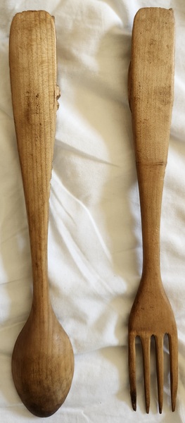 **Antique Black Forest Wolf & Ram Fork & Spoon