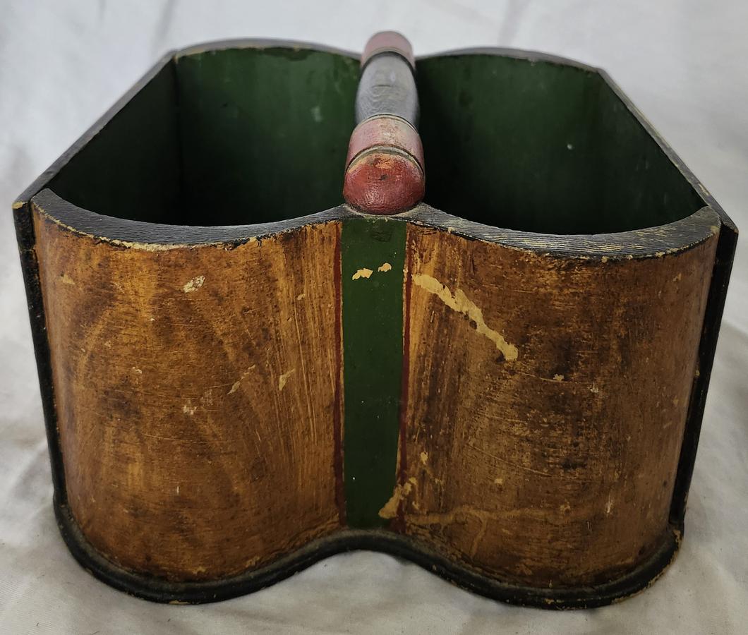 Unusual Antique Divided Tote in Original Paint