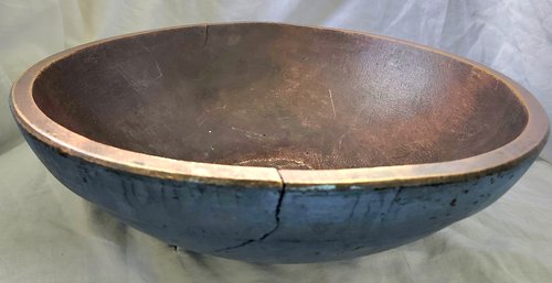 Antique PA. Dough Bowl in Orig. Blue Paint