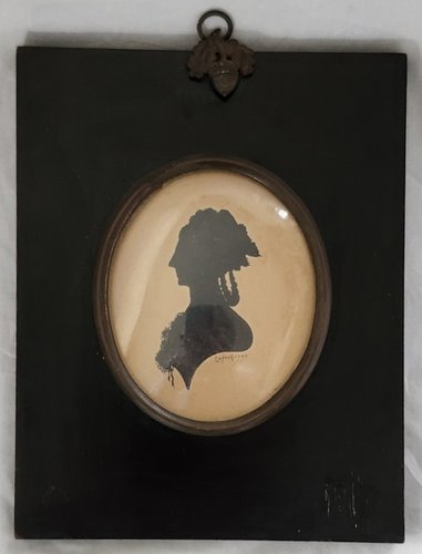 **1796 Sgnd. Silhouette of Woman w/Acorn Hanger