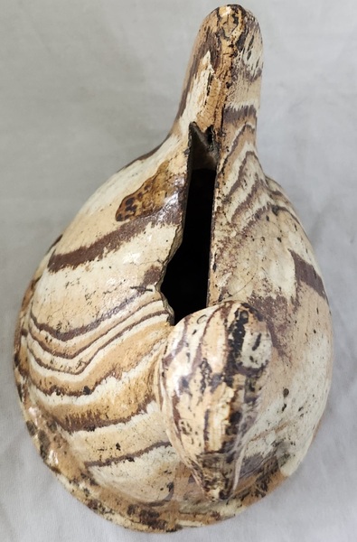 **Diminutive Antique Scroddleware Hen on Nest Bank
