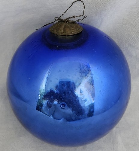 Antique German Cobalt Blue Kugel Ornament
