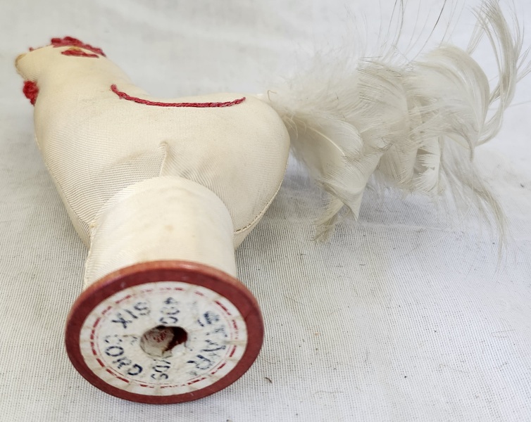 Chicken Rooster on Spool Pin Cushion Ex Booth #1