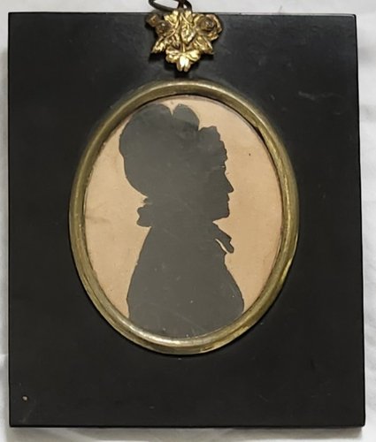 **19th C. Silhouette of Woman w/Decorative Hanger