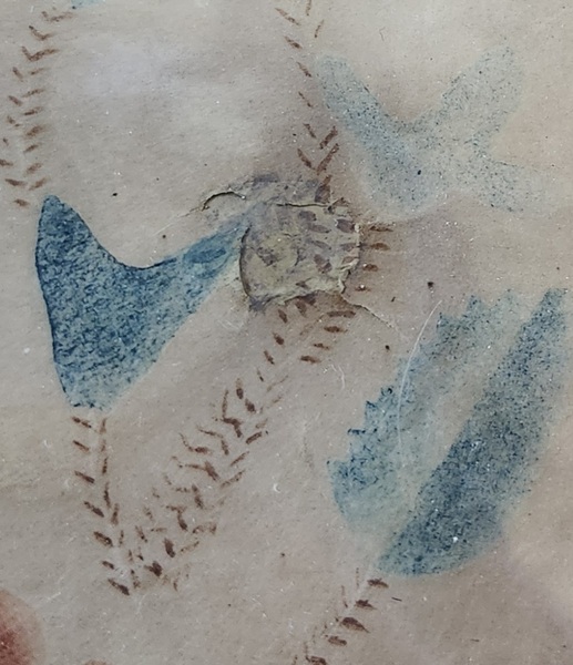 **19th C. Theorem Painting of Bluebirds & Wreath