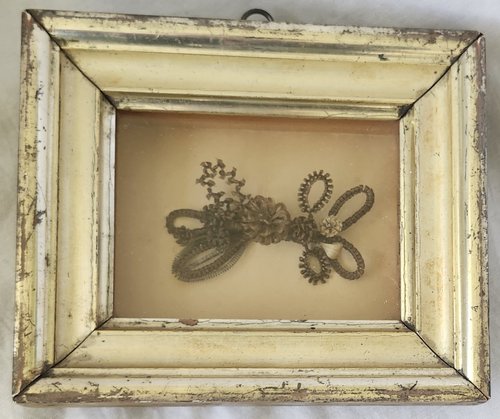 19th C. Framed Folk Art Woven Hair Memorial