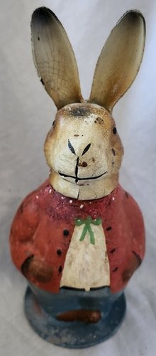 **Antq. Paper Mache Easter Rabbit Candy Container