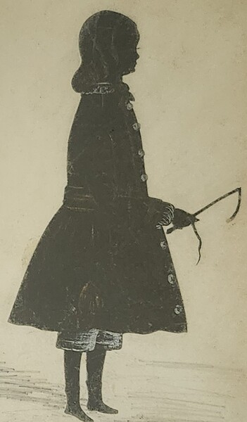 **19th C. British Silhouette of Boy w/Riding Crop