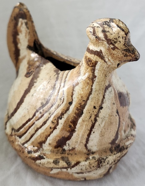 **Diminutive Antique Scroddleware Hen on Nest Bank