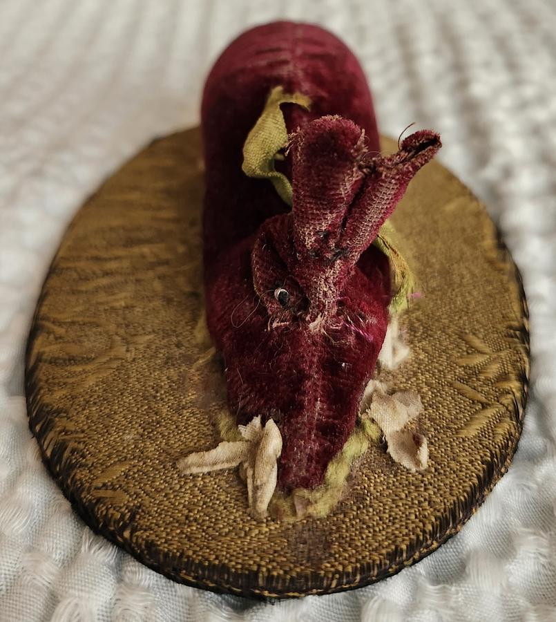 Antique Folk Art Velvet Rabbit Pen Wipe