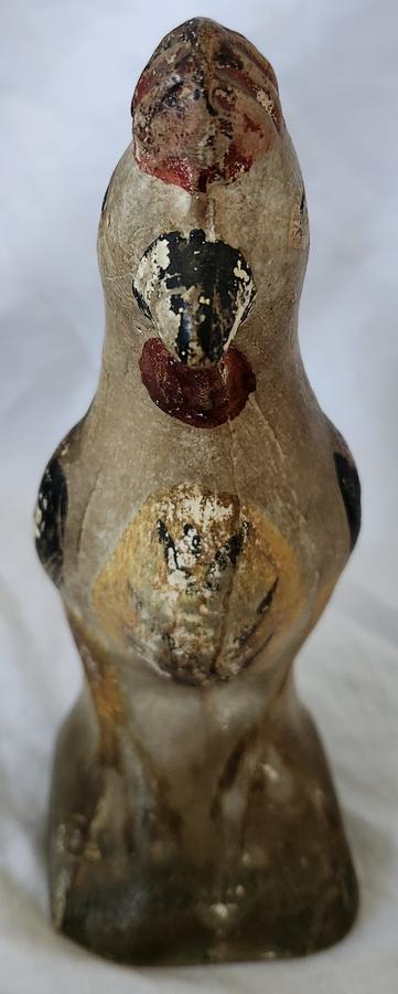 19th C. PA. Hollow Cast Chalkware Rooster #1