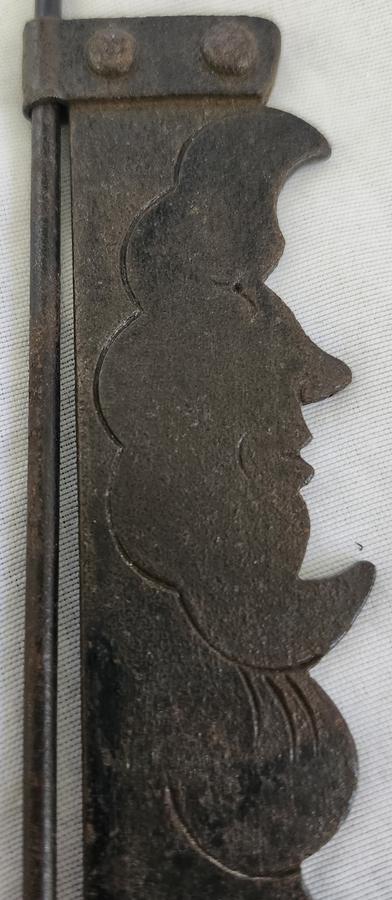 19th C. Folk Art Iron Trammel w/ Man's Face