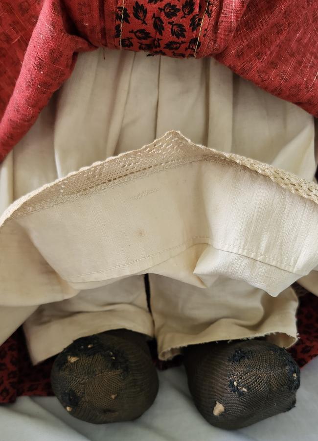 Antq. Black Rag Doll-Bone Button Eyes Ex Hadfield