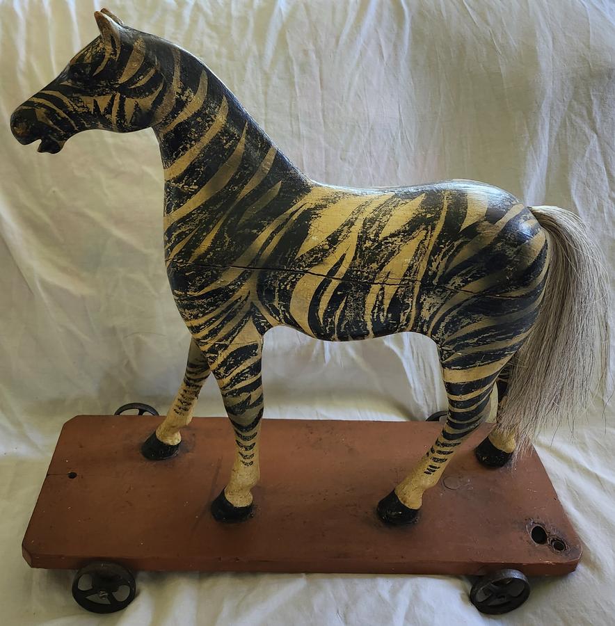 Published 19th C. Zebra Pull Toy Ex Wendel