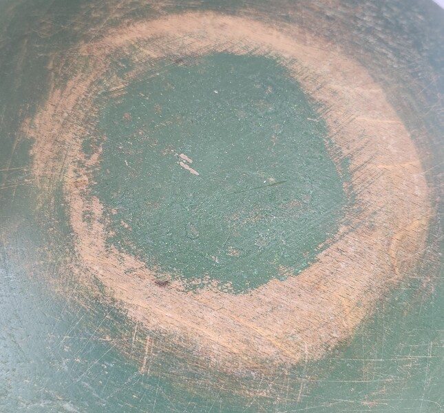 **Antique Dough Bowl in Old Xmas Red & Green Paint