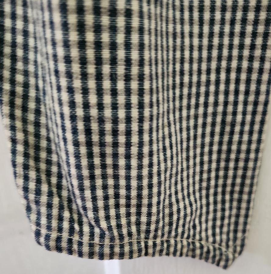 Antique Blue Checked Lady's Blouse w/Embroidery