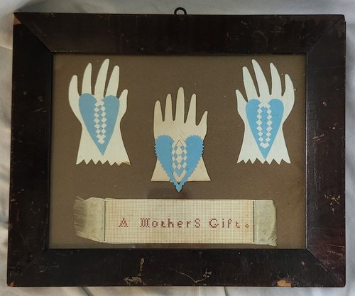 19th C. Folk Art Heart in Hand "A Mothers Gift"