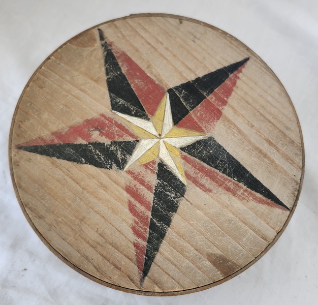 Antique Folk Art Pantry Bow w/Painted Double Star
