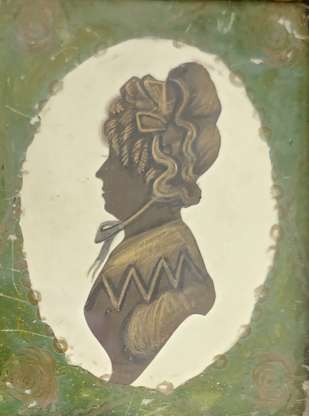 **Antique Silhouette of Woman in Eglomise Frame