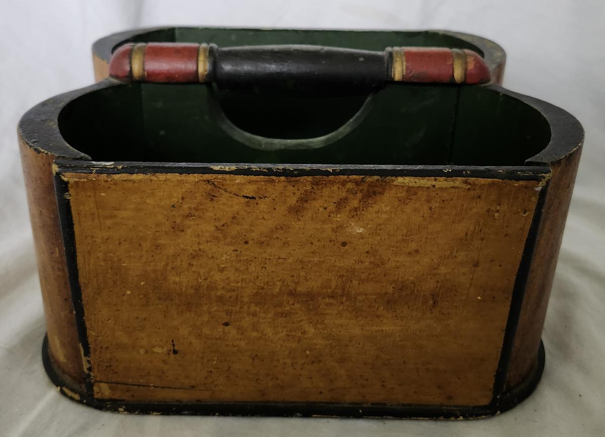 Unusual Antique Divided Tote in Original Paint