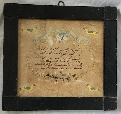 Antique Folk Art Fraktur w/German Writing, Birds++
