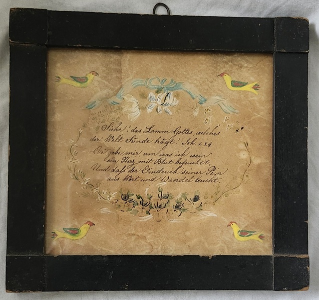 Antique Folk Art Fraktur w/German Writing, Birds++