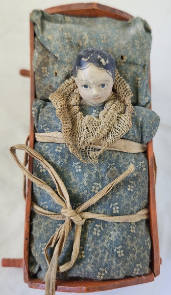 Antique Working German Child in Cradle Pipsqueak